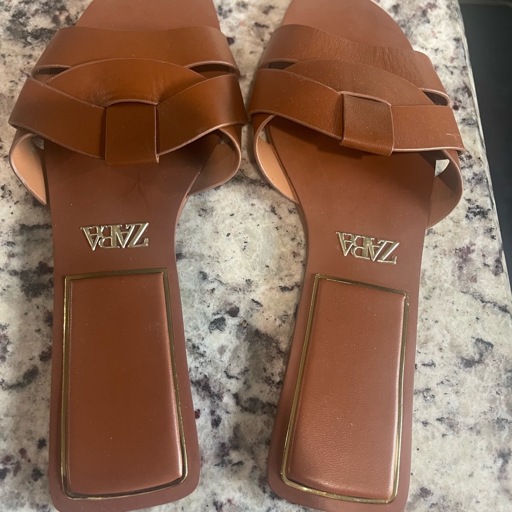 Zara Tan Leather Footwear Brand new!